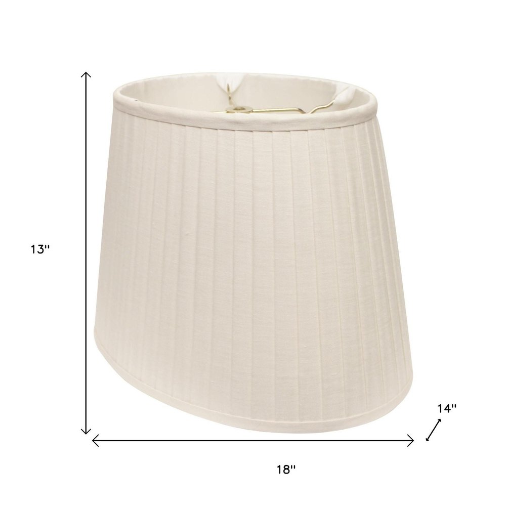 White Linen Pleated Oval Lamp Shade