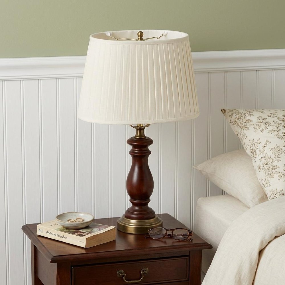 White Linen Pleated Oval Lamp Shade
