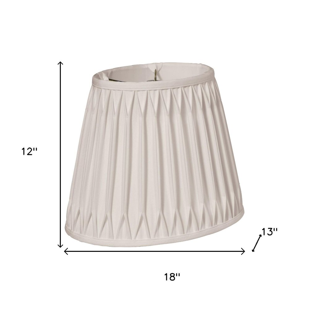 18" Cream Oval Smocked Pleat Shantung Lampshade