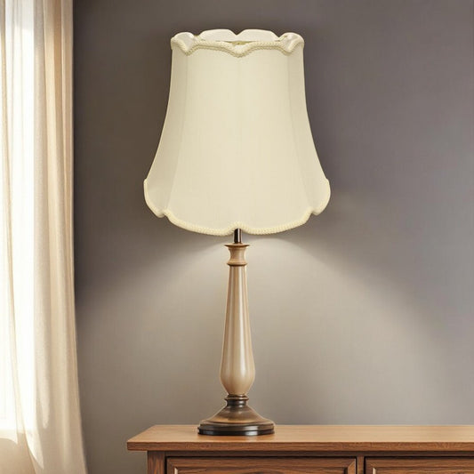 16" Ivory Empire Slanted Cylinder Scroll Edge Silk Lampshade