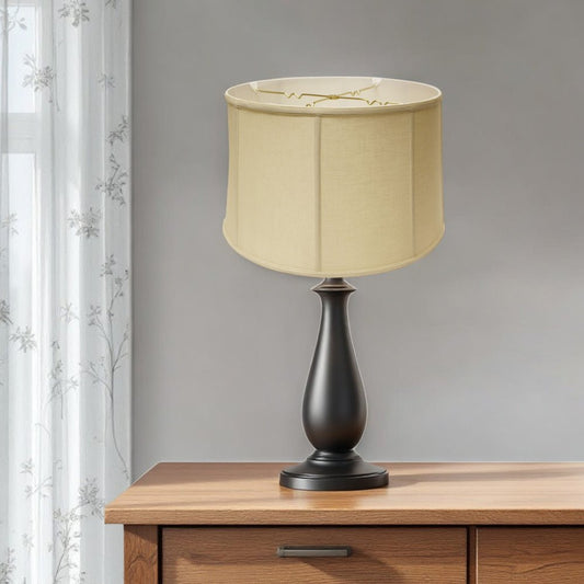 15" Pale Brown Throwback Drum Linen Lampshade