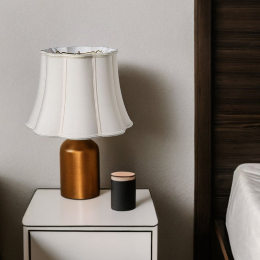 14" Cream Melon Scallop Shantung Lampshade