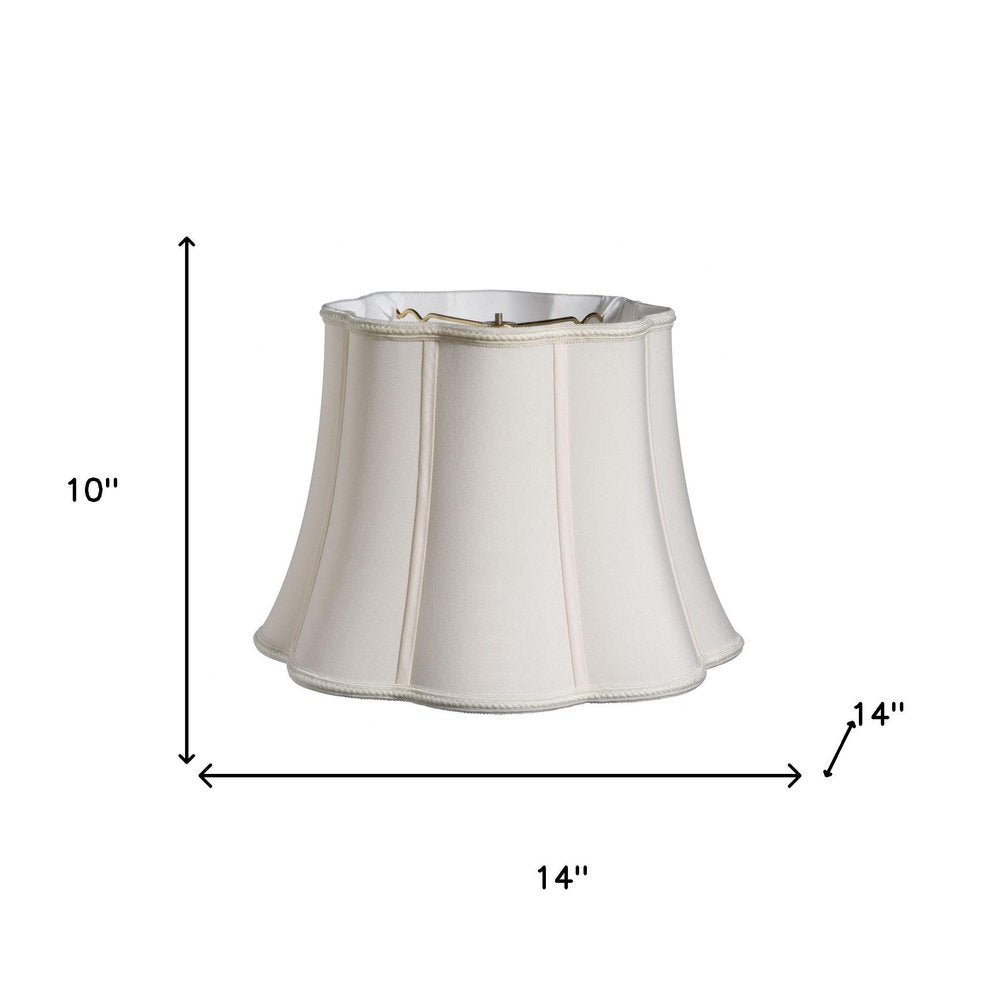 14" Cream Melon Scallop Shantung Lampshade