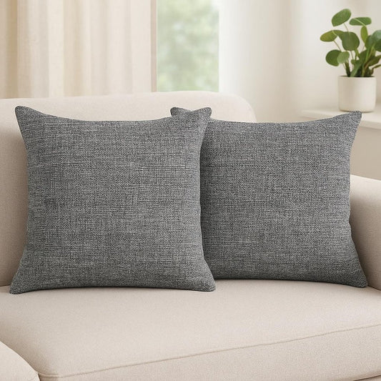 Set of Two Black and Gray Throw Pillow