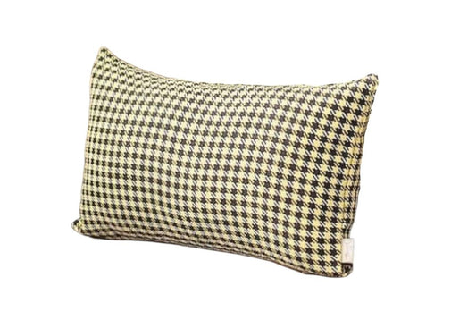 Set of Four 12" X 20" Yellow and Black Houndstooth Fabric Lumbar Throw Pillows