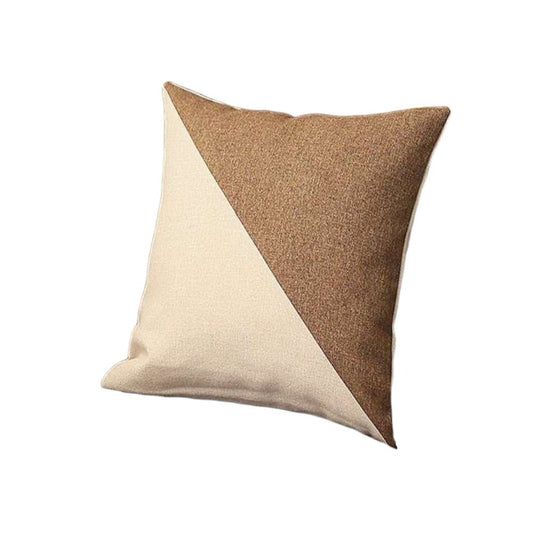 Set of Four 18" Ivory and Brown Color Block Fabric Throw Pillows