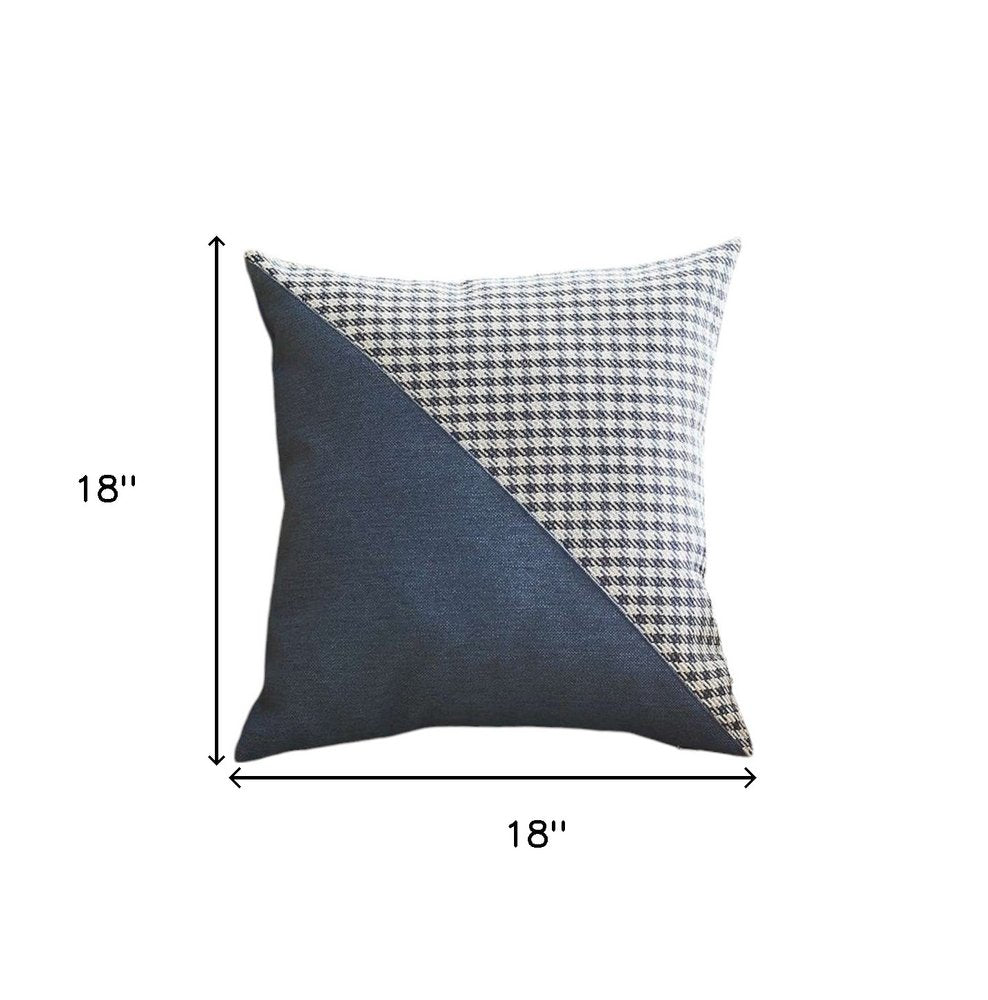 Set of Four 18" Blue and White Houndstooth Fabric Throw Pillows