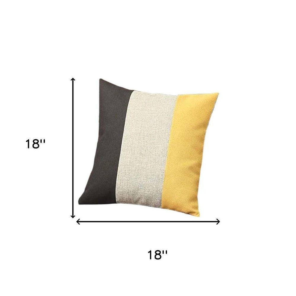 Set of Four 18" Black And Yellow Throw Pillows