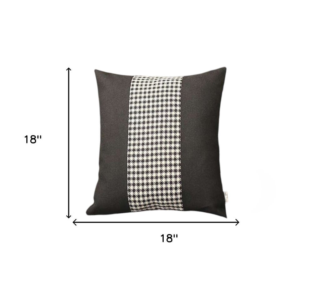 Set of Four 18" Black and White Houndstooth Fabric Throw Pillows