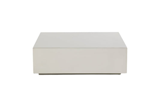 35" Silver Stainless Steel Square Solid Coffee Table