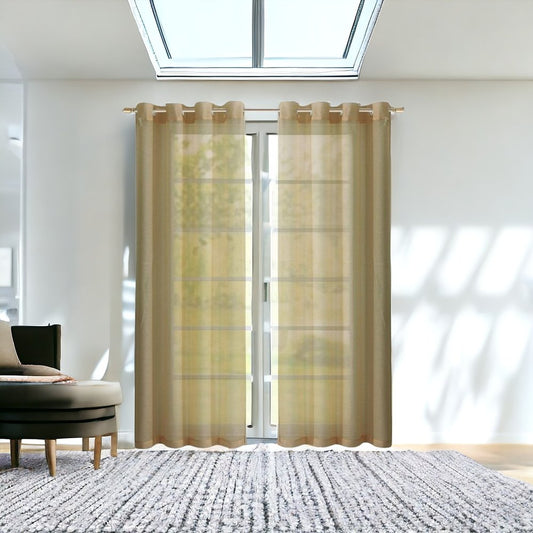 Set of Two 84" Tan Solid Modern Window Panels