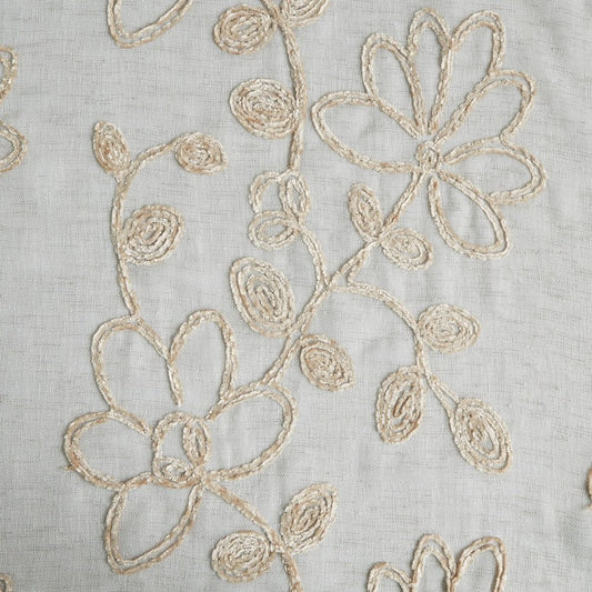 Set of Two 84" Tan Floral Embroidered Window Panels