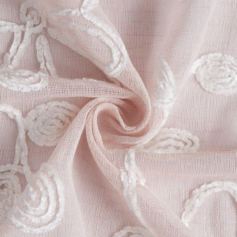 Set of Two 84" Blush Floral Embroidered Window Panels