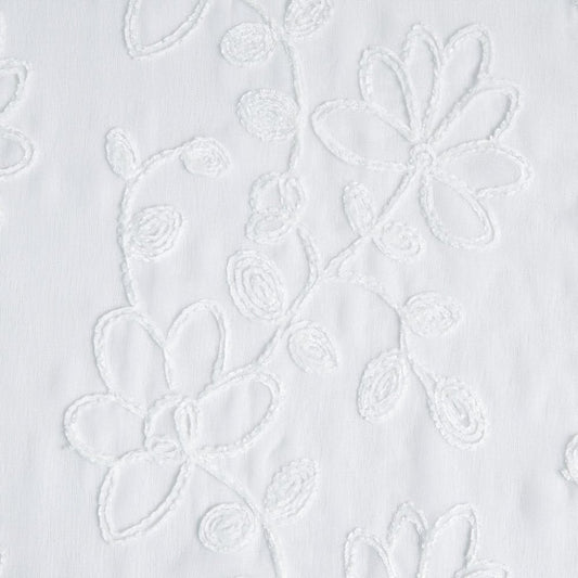 Set of Two 84" White Floral Embroidered Window Panels