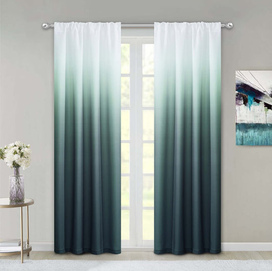 Set of Two 84" Blue Ombre Shades Window Panels