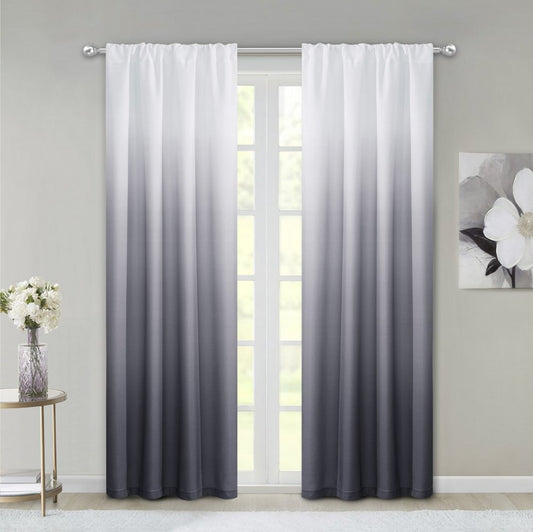 Set of Two 84" Black Ombre Shades Window Panels