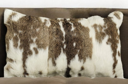 12" X 20" Brown and White Throw Pillow