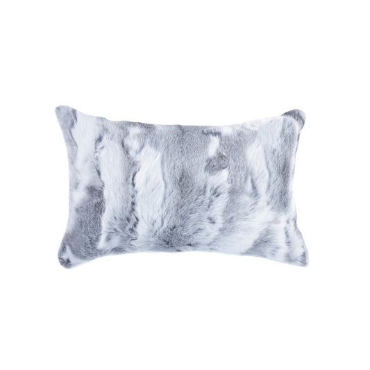 Set of Two 12" X 20" Gray Rabbit Natural Fur Throw Pillow