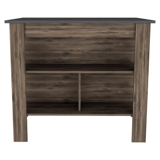 Dark Brown and Brown 41" Kitchen Island With Storage