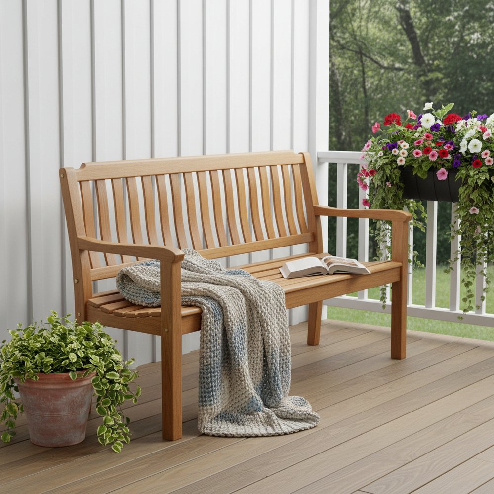 72" Teak Solid Wood Garden Bench