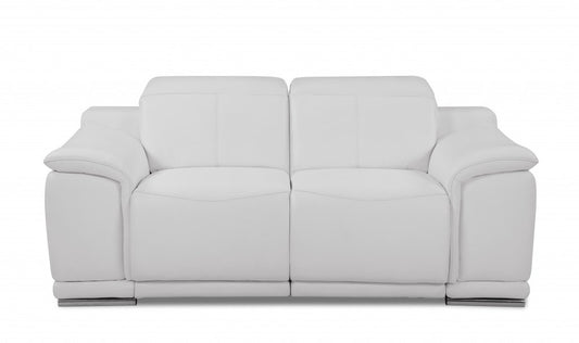 Two Piece Indoor White Italian Leather Five Person Seating Set