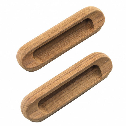 Set of Two Brown Teak Wood Drawer Pull Knobs