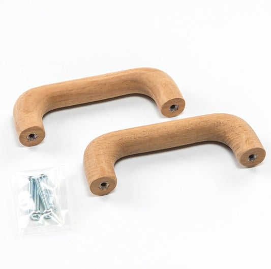 Set of Two Brown Wood C Shape Drawer Pull Knobs