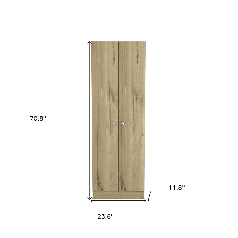 71" Oak Wood Pantry Or Storage Closet