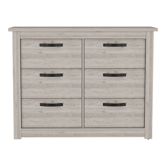 47" Gray Wood Six Drawer Double Dresser