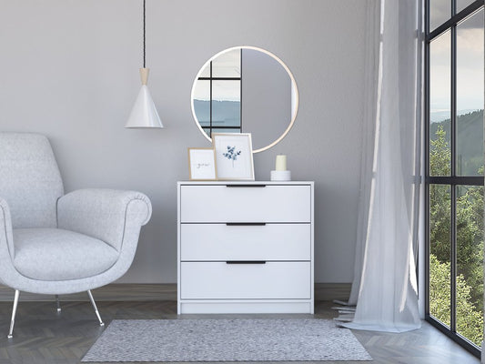 28" White Three Drawer Standard Chest