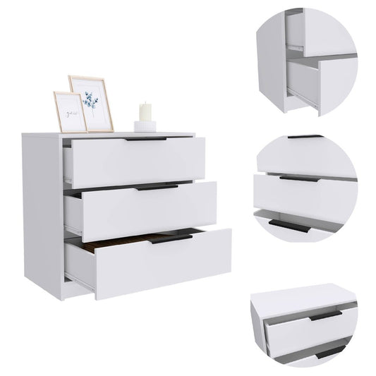 28" White Three Drawer Standard Chest