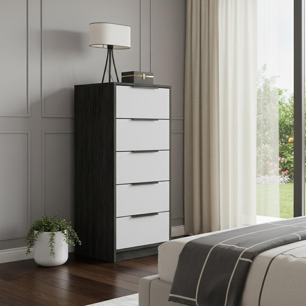 28" White And Smokey Oak Manufactured Wood Three Drawer Dresser