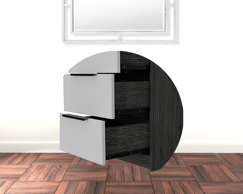 28" White And Smokey Oak Manufactured Wood Three Drawer Dresser