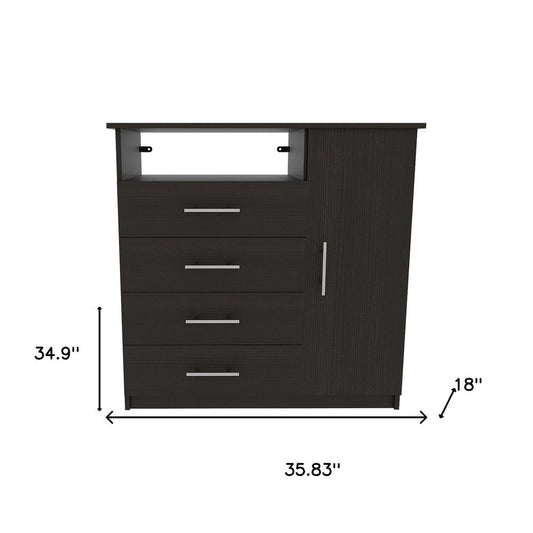 36" Black Manufactured Wood Four Drawer Combo Dresser