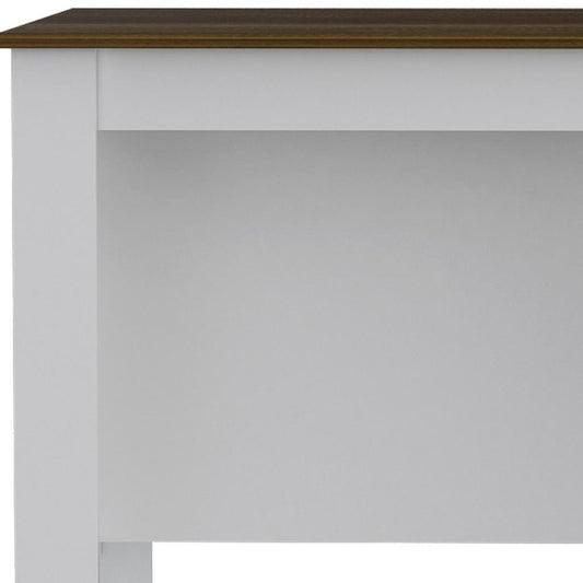 White and Brown 41" Kitchen Island With Storage