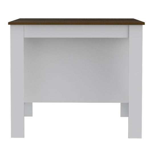 White and Brown 41" Kitchen Island With Storage
