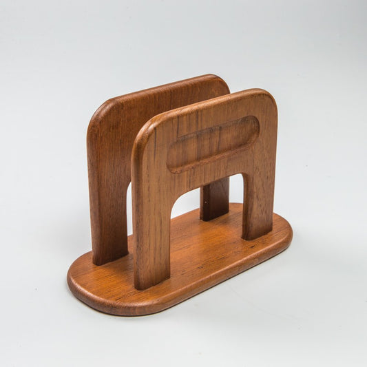 8" Brown Solid Wood Napkin Holder