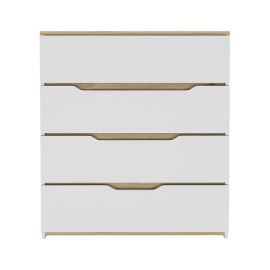 31" Brown And White Wood Four Drawer Dresser