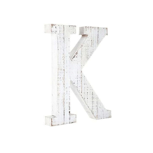 16" White Distressed Wood Letter K Tabletop Sculpture