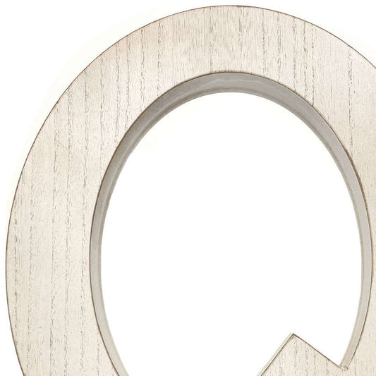 16" Distressed White Wash Wooden Initial Letter Q Sculpture