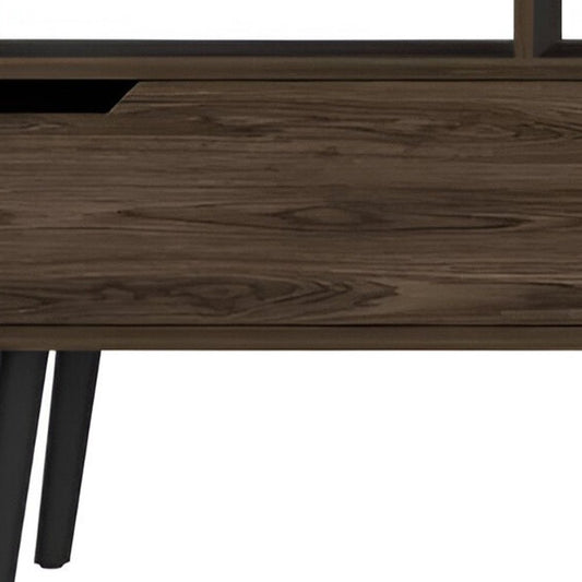 54" Dark Brown Wood Enclosed and Open Storage TV Stand