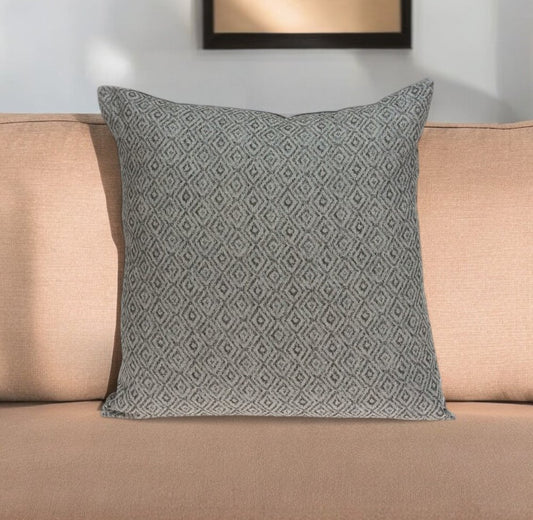 20" Gray Cotton Blend Throw Pillow