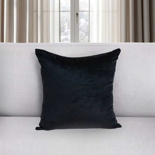 22" Black Cotton Blend Throw Pillow