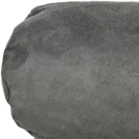 8" X 20" Gray Bolster Microsuede Throw Pillow