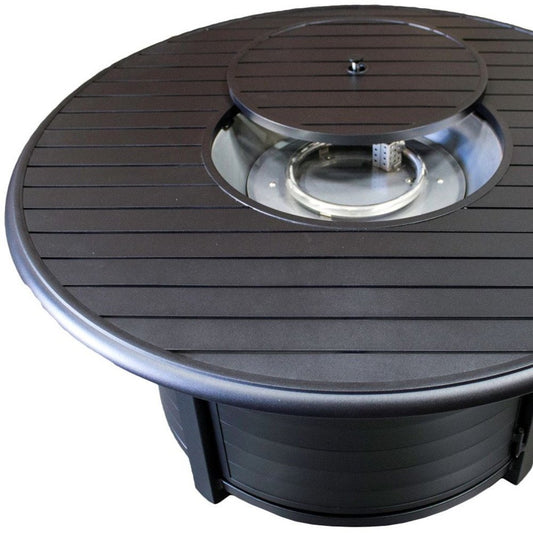 42000 BTU 48" Black Aluminum Propane Round Fire Pit Table With Cover