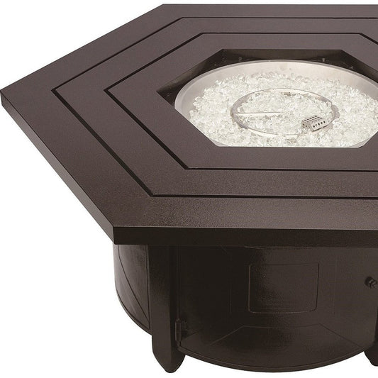 40000 BTU 45" Bronze Aluminum Propane Hexagon Fire pit table With Cover