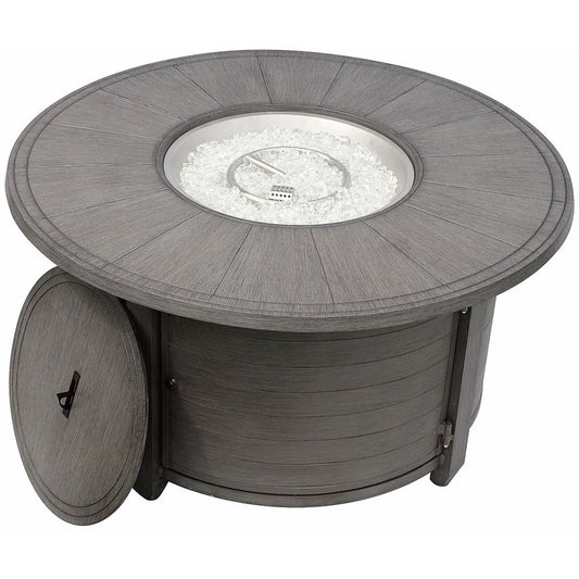 42000 BTU 44" Gray Aluminum Propane Round Fire Pit Table With Cover