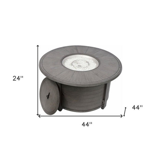 42000 BTU 44" Gray Aluminum Propane Round Fire Pit Table With Cover