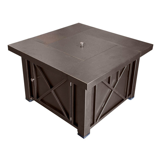 40000 BTU 38" Antiqued Bronze Steel Propane Square Fire pit table With Cover