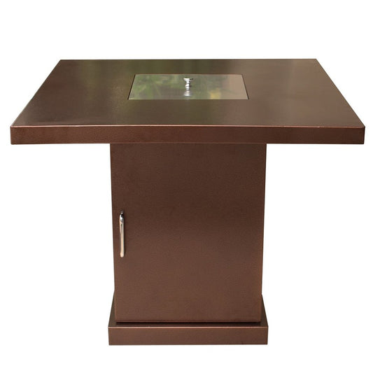 40000 BTU 30" Antiqued Bronze And Gold Steel Propane Square Fire pit table With Cover